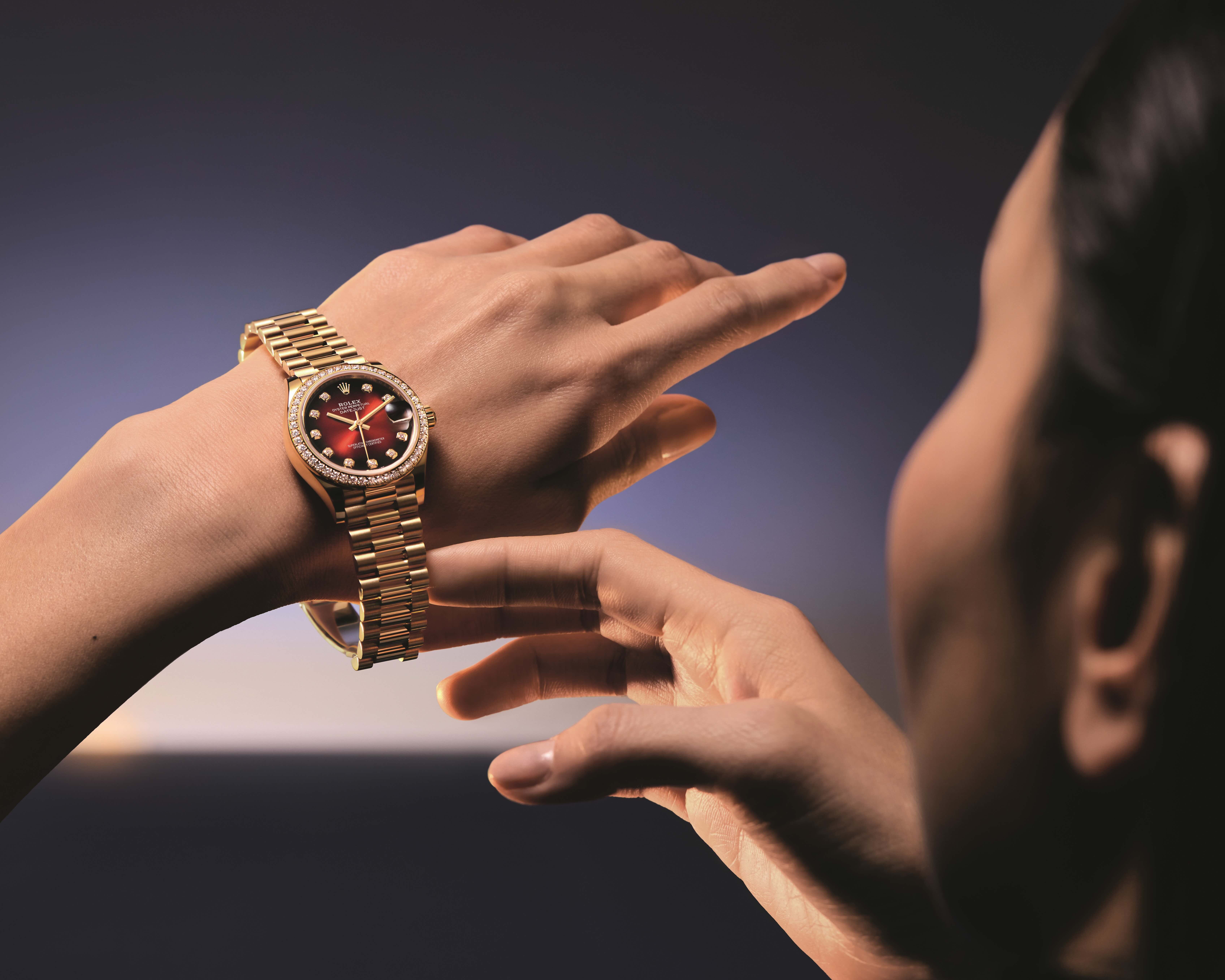 Rolex Unveils Daring New Datejust 31 With Red Ombré Dial & Diamond Details